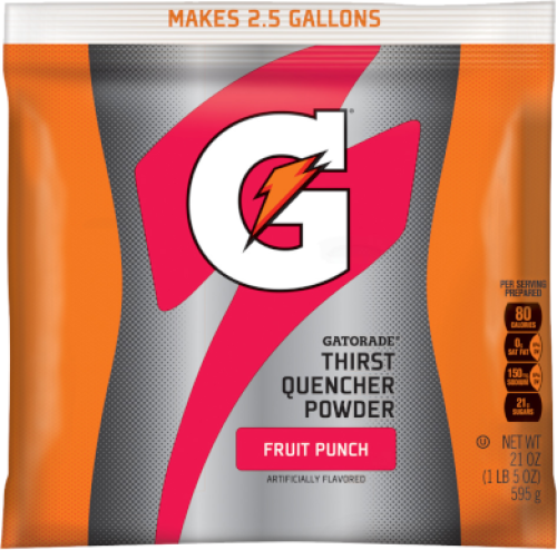 33691 - GATORADE,FRUIT PUNCH 21oz POWDER MAKES 2.5 GALLONS