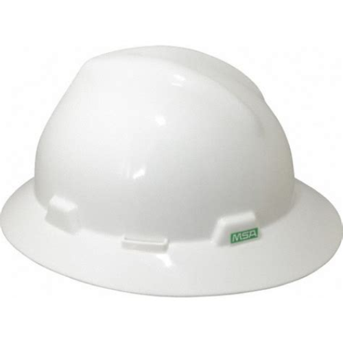 MSA-HH-W/R - HARD HAT,V-GAURD WHITE FULL BRIM W/ FAS-TRAC-MSA