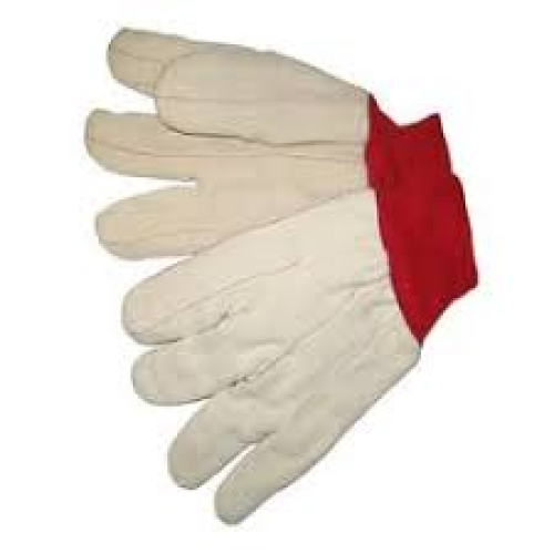 118L - GLOVE,18OZ. 100% COTTON DOUBLE PALM WITH RED CUFF (PAIR)