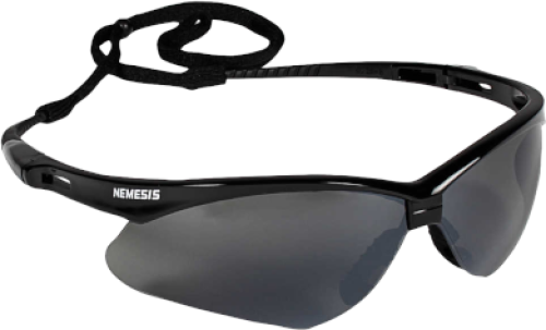 25688 - SAFETY GLASSES, SMOKE MIRROR LENS W/ BLACK FRAME-NEMESIS